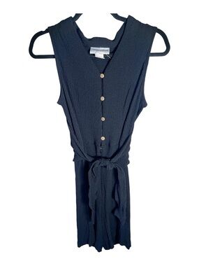 Gantos vintage Black Button-Front Sleeveless Skort with Self-Tie Waist